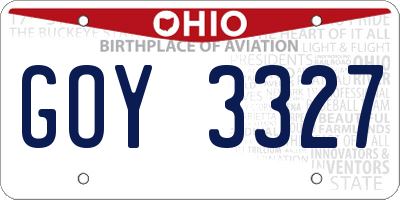 OH license plate GOY3327