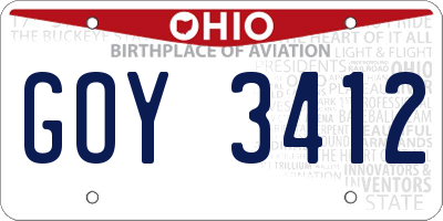 OH license plate GOY3412
