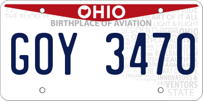 OH license plate GOY3470