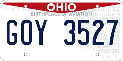 OH license plate GOY3527