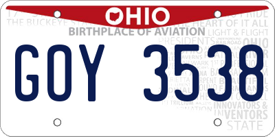 OH license plate GOY3538
