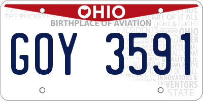 OH license plate GOY3591