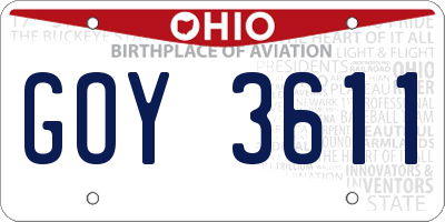 OH license plate GOY3611