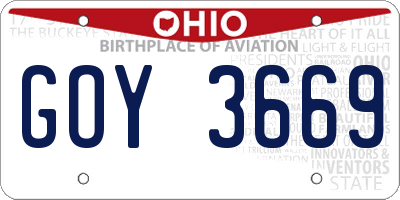 OH license plate GOY3669
