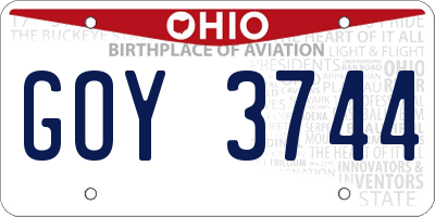 OH license plate GOY3744
