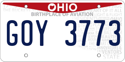 OH license plate GOY3773