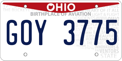 OH license plate GOY3775