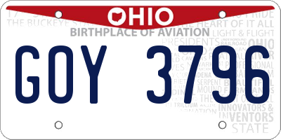 OH license plate GOY3796