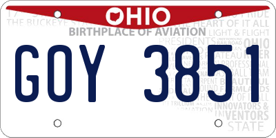 OH license plate GOY3851