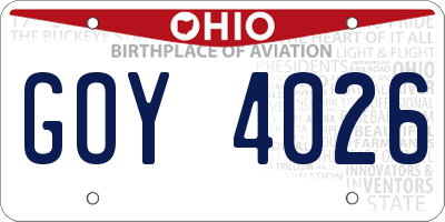 OH license plate GOY4026