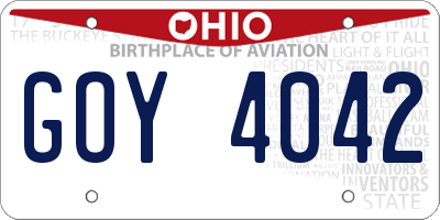 OH license plate GOY4042