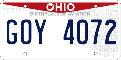 OH license plate GOY4072