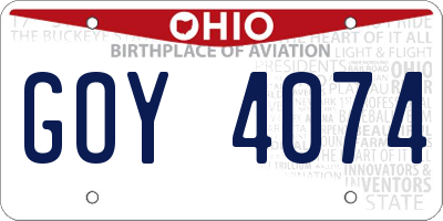 OH license plate GOY4074