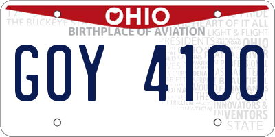 OH license plate GOY4100