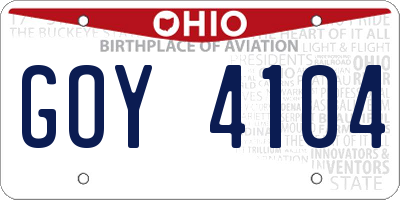 OH license plate GOY4104