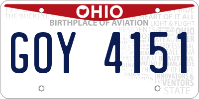 OH license plate GOY4151
