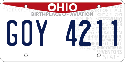 OH license plate GOY4211