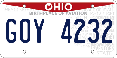OH license plate GOY4232
