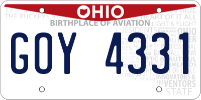 OH license plate GOY4331