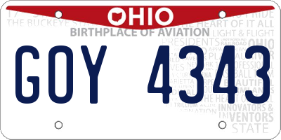 OH license plate GOY4343