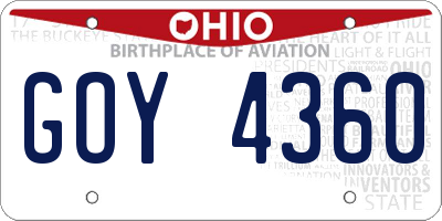 OH license plate GOY4360