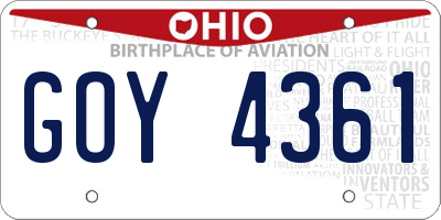 OH license plate GOY4361