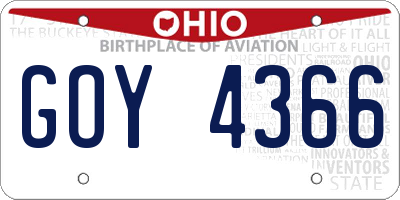 OH license plate GOY4366