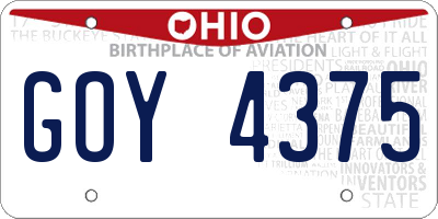 OH license plate GOY4375