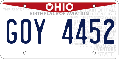 OH license plate GOY4452