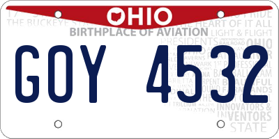 OH license plate GOY4532