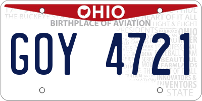 OH license plate GOY4721