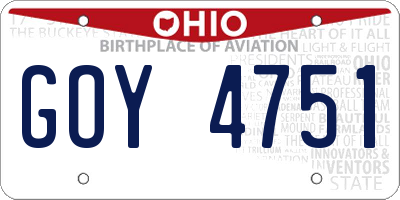 OH license plate GOY4751