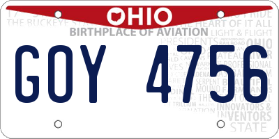 OH license plate GOY4756