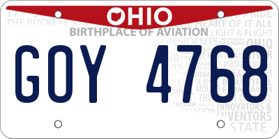 OH license plate GOY4768