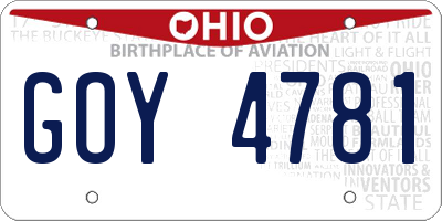 OH license plate GOY4781