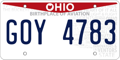OH license plate GOY4783