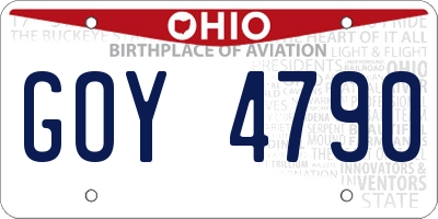 OH license plate GOY4790