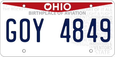 OH license plate GOY4849