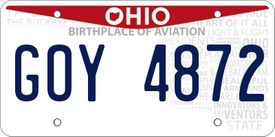 OH license plate GOY4872