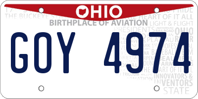 OH license plate GOY4974