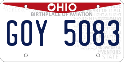 OH license plate GOY5083