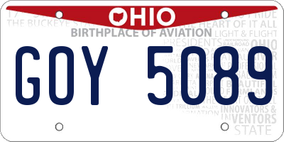 OH license plate GOY5089