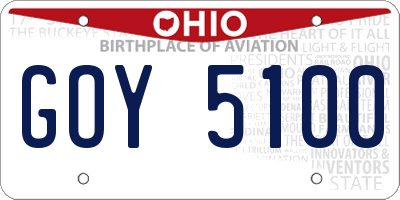 OH license plate GOY5100
