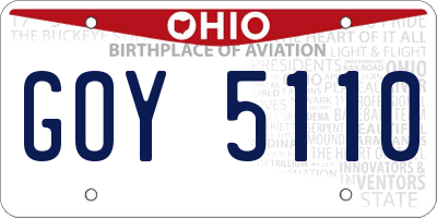 OH license plate GOY5110