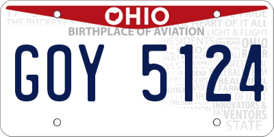 OH license plate GOY5124