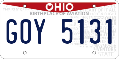 OH license plate GOY5131
