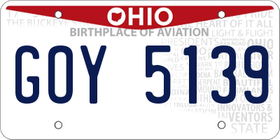 OH license plate GOY5139
