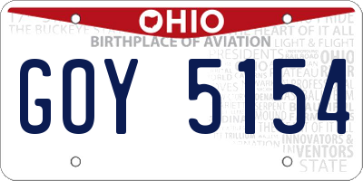 OH license plate GOY5154