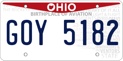OH license plate GOY5182