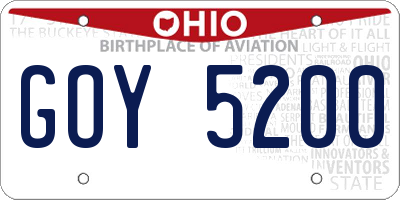 OH license plate GOY5200